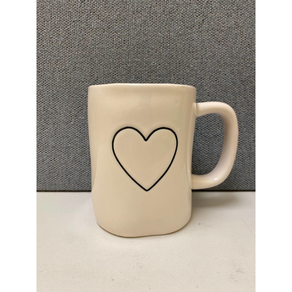 Rae Dunn Artisan Collection by Magenta Heart mug cream outside red inside heart